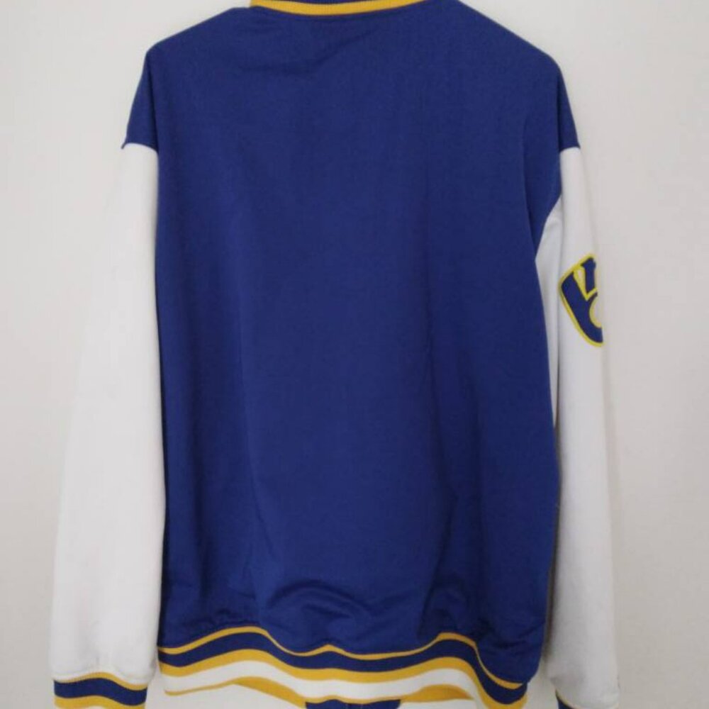 Mens Milwaukee Brewers Stitches Varsity style Zip up Jacket Sz L - Picture 4 of 7